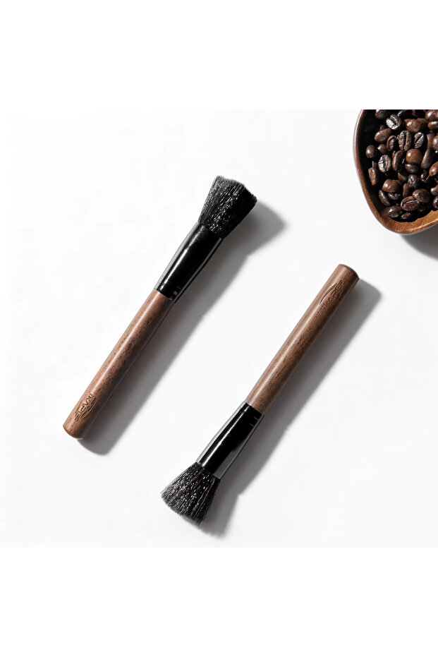 Chocolate IKAPE Coffee Grinder Cleaning Brush,Wood Handle Espresso Machine Cleaner,Barista Accessori