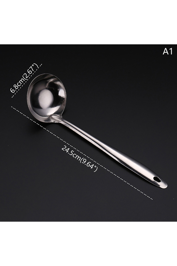 A1 1Pcs Stainless Steel Soup Ladle With Long Handle Kitchen Cutlery Hot Pot Strainer Spoon