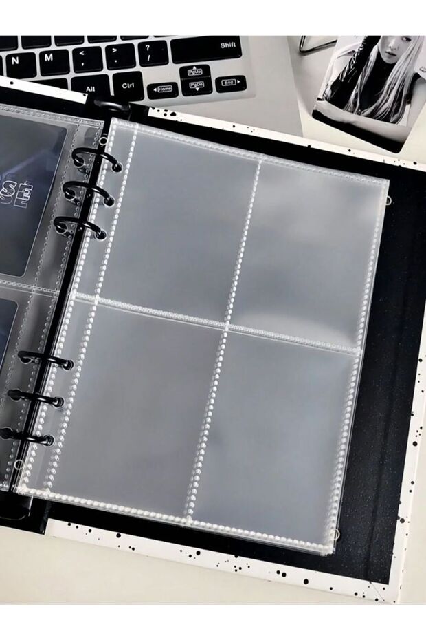 1bag 25pages 25/50pcs A5 Binder Photo Card Holders, 200 Pockets, Double-Sided 4-Pocket Design, Top L