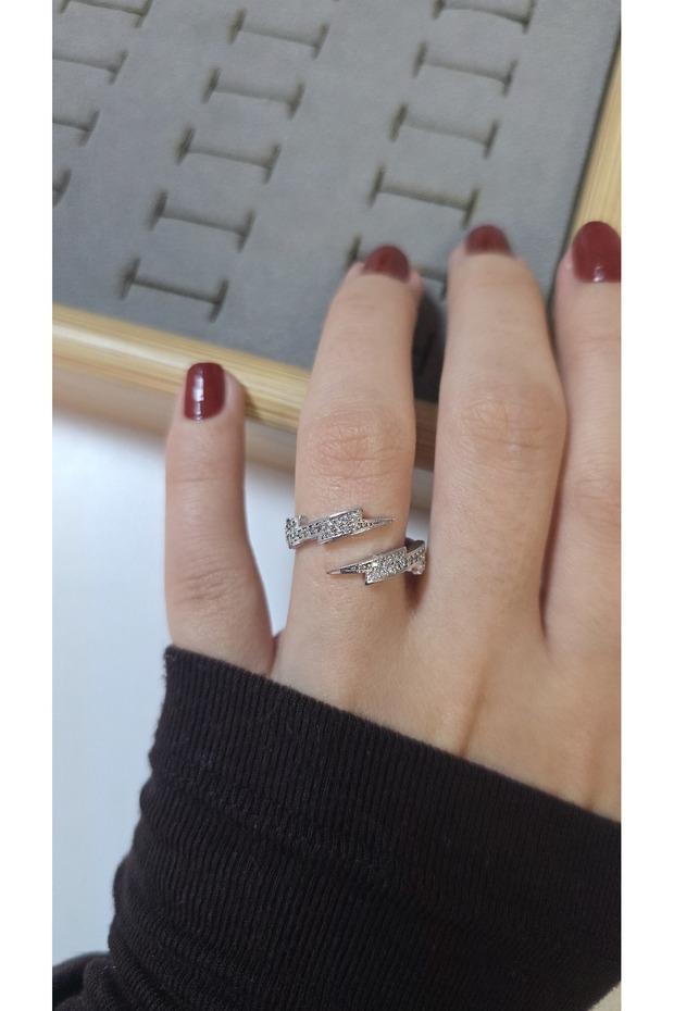 Premium Design Sparkling Women's Double Color Ring Adjustable Without Number