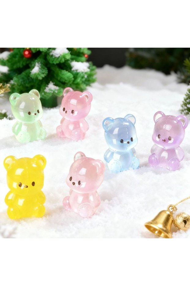 20pcs Random Color 10/20PCS Luminous Bear Figurines Glow In The Dark Mini Resin Decor Bears For Chri