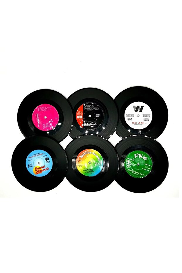 6pcs per set 6/12pc Vinyl Record Coasters Absorbent Retro Style Home Decor Hot Coffee Cup Placement