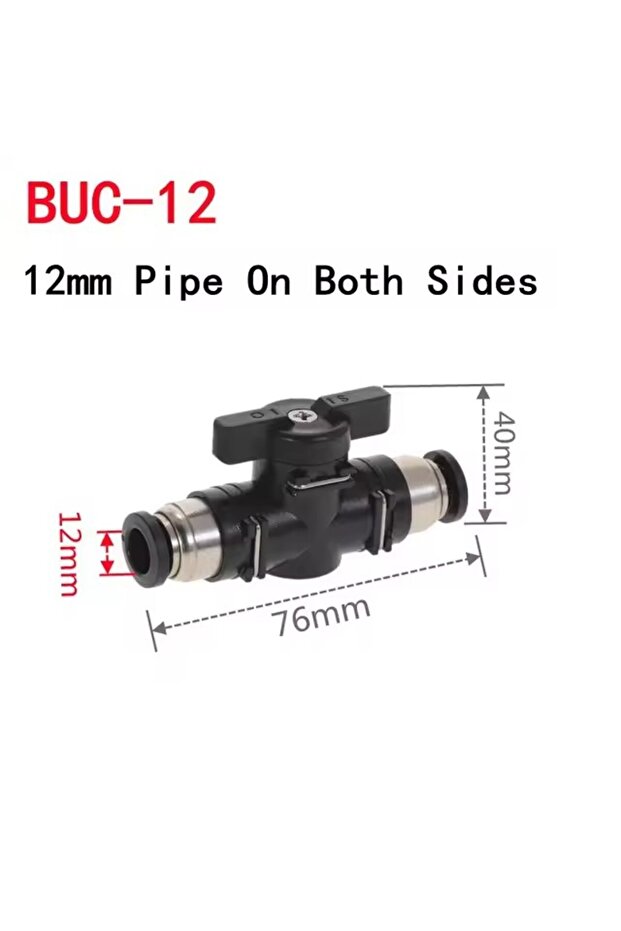 BUC-12 BUC 4mm 6mm 8mm 10mm 12mm Black Pneumatic Push In Quick Connector Hand Valve To Turn Switch