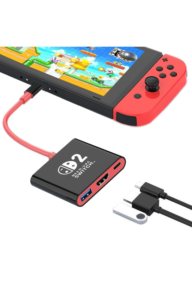 محطة إرساء محمولة E Switch 2 مع منفذ HDMI 4K ومحول USB 3.0 ومقسم USB للتلفزيون لجهاز NDS Switch