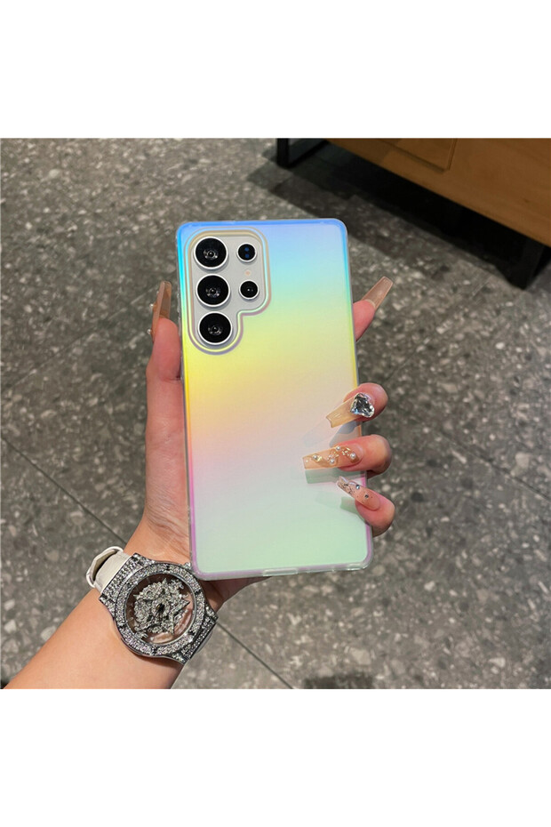 Galaxy S25 Ultra Pc + tpu K5 Fashionable Laser Gradient Rainbow Magnetic Case, Suitable for S25 S2
