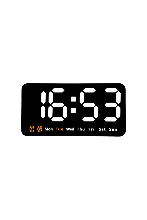 White Voice Control Large Digital Wall Clock Temperature Date Week DST Snooze Table Clock 12/24H Dua