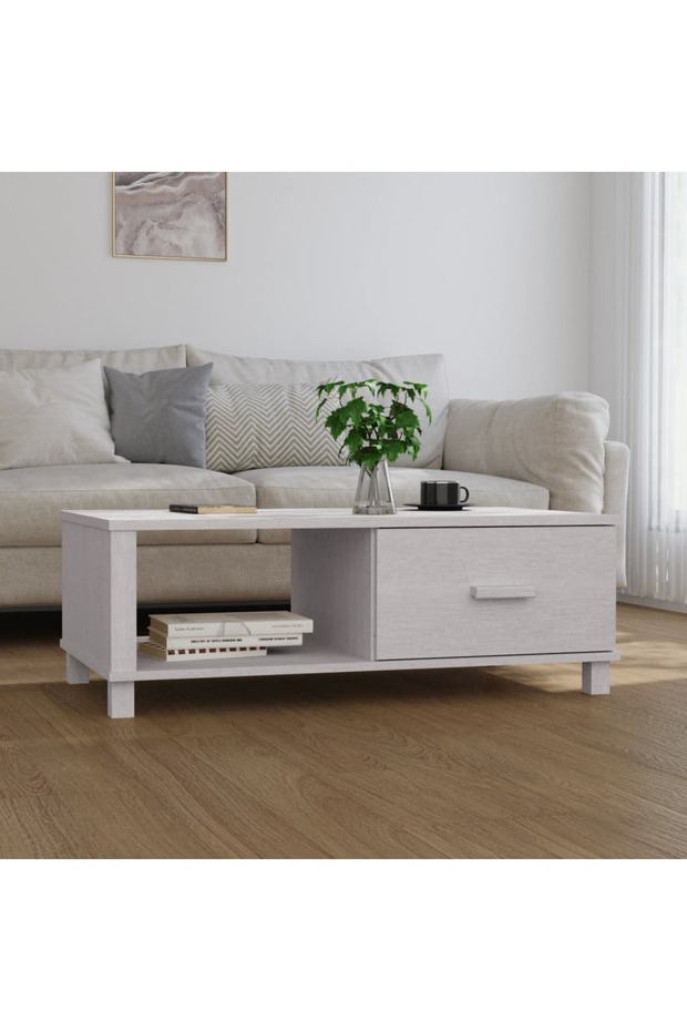 Coffee table, white, 100x55x35 cm, solid pine wood - 1