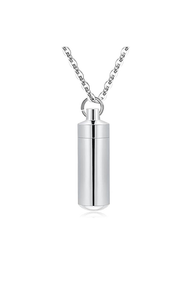 Silver Polychrome Cylinder Cremation Jewelry Ash Necklace Pendant Keepsake Ashes Memorial JewelryUrn