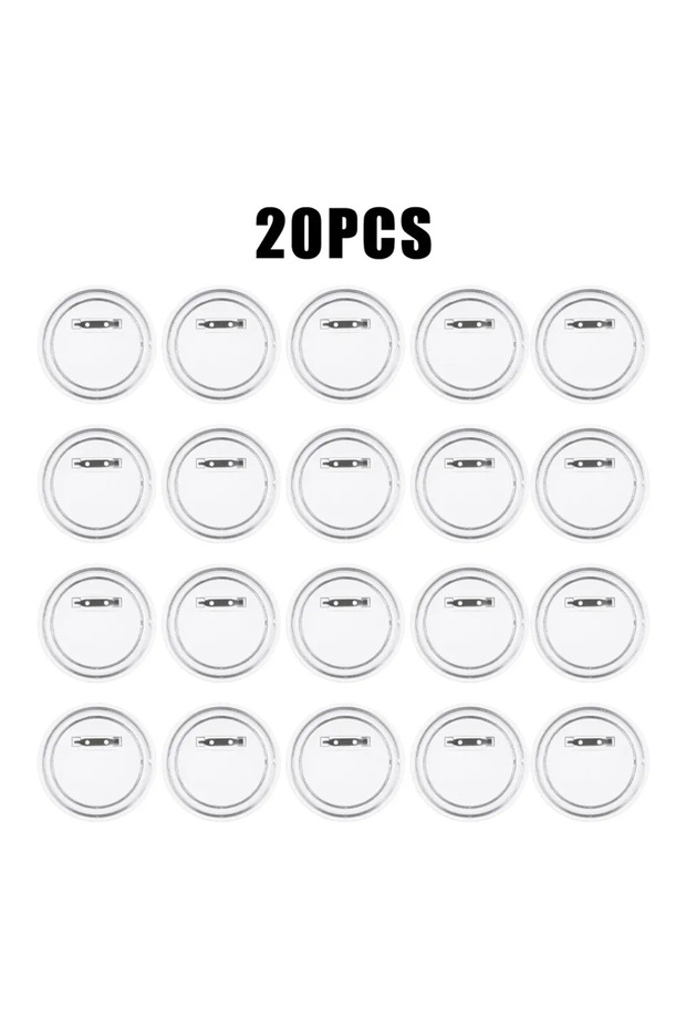 58mm 20PCS DIY Transparent Acrylic Button Pins Blank Badge Set for Crafting Office School Supplies D
