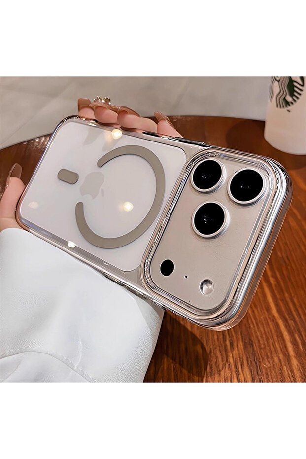 جراب مغناطيسي شفاف فائق النحافة باللون الرمادي لهاتف iPhone 17 Pro Max، متوافق مع أجهزة iPhone 17 و16 و15 و14 و13.