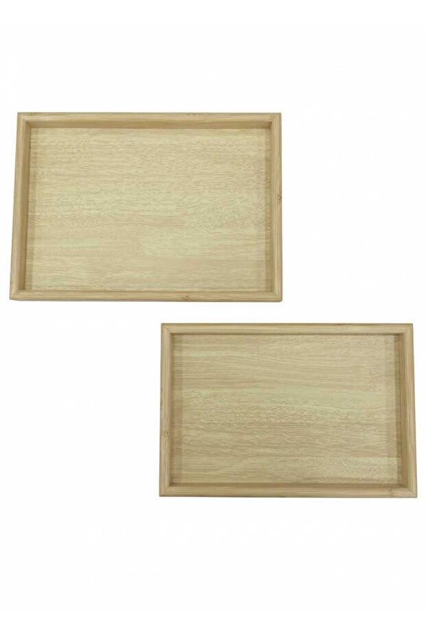 طقم صينية خشبية من طراز MRK مصنوعة من الخيزران الطبيعي مقاس 20*30 - 25*35 سم