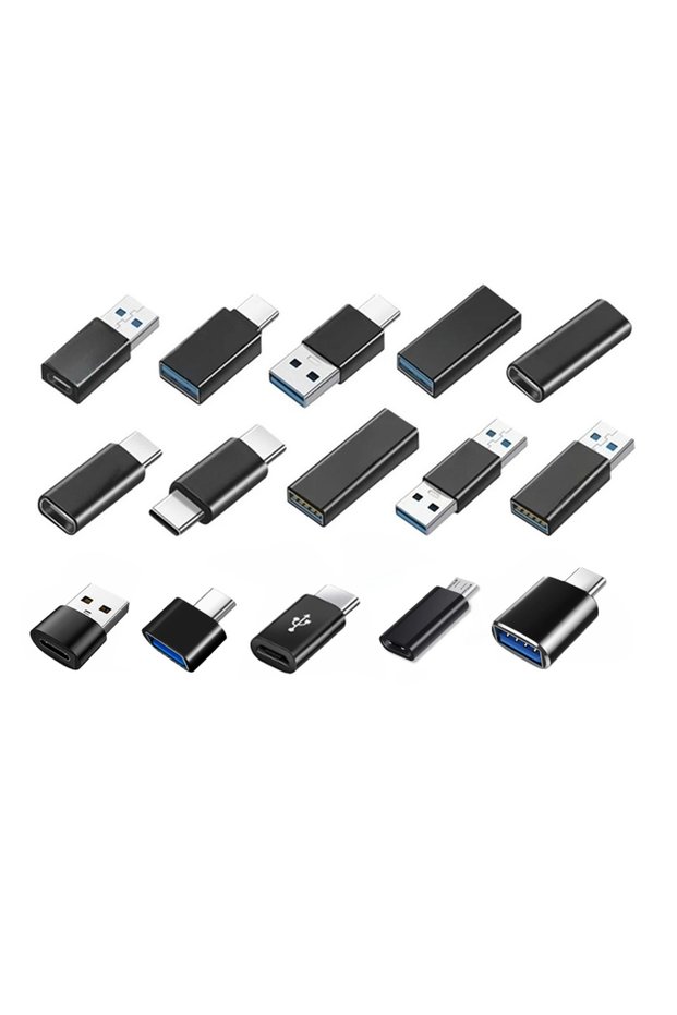 15Pcs 15Pcs USB3.0 OTG Type C Adapter Universal USBC Male to USB-A Male Female Converter for MacBook