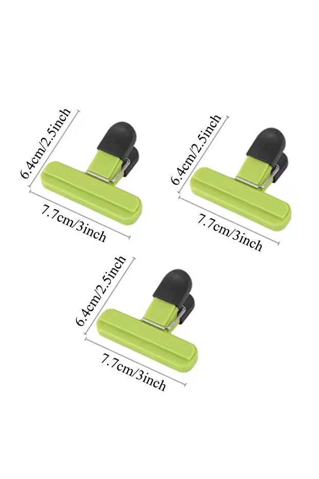 3PCS-Green-S 3-12PCS Multi Purpose Sealing Clip Durable Kitchen Snack Holder Food Bag Clip Storage O