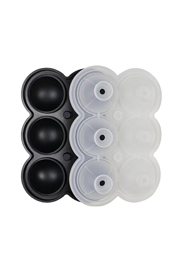 6 grid Black Large Ice Cube Moulds,Ice Cubes, Melt Slowly,BPA Free,Easy to Clean,Funnel Shape for C