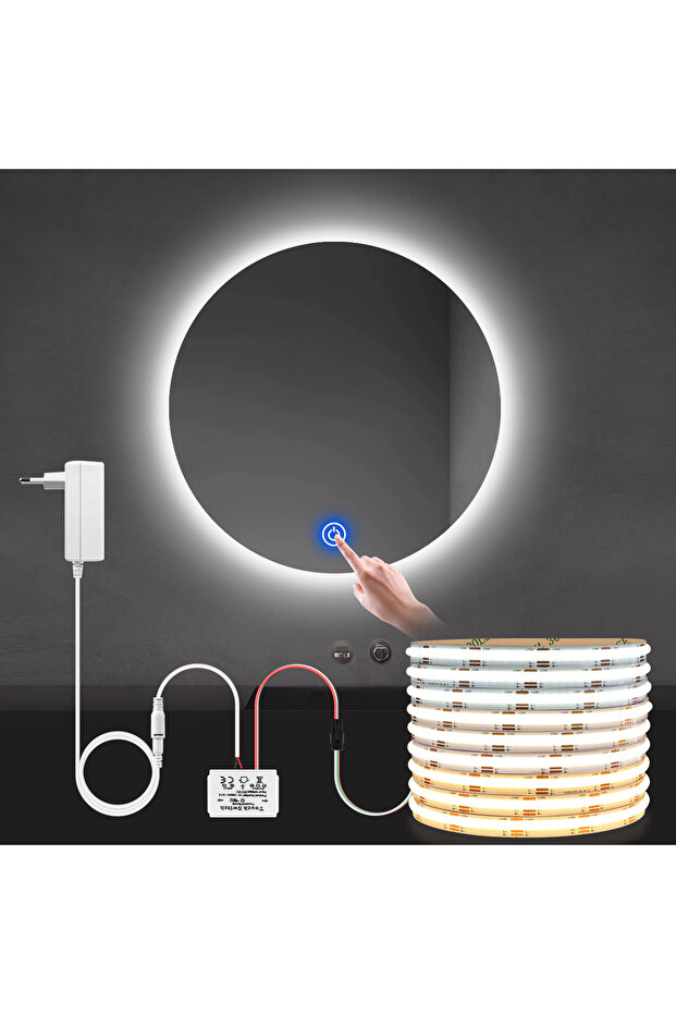 European Power Plug 5M Kit CCT 2700K-6500K Dresssing Table Makeup Mirror LED Light Strip COB 24V CCT