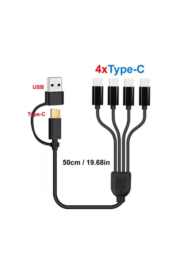 A C to 4xtype-C 50cm 50cm USB-C to Type-C Multiple Charging Cord 20cm USB to 4 in 1 Micro USB Splitt