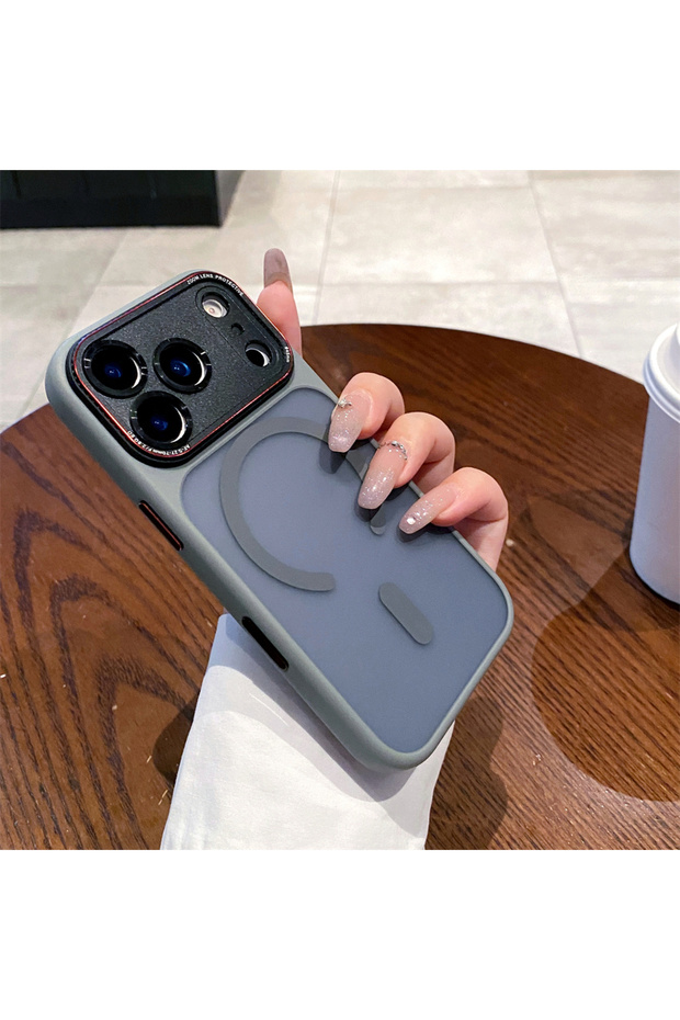جراب حماية فاخر مغناطيسي رمادي اللون للكاميرا لهاتف iPhone 17 Pro Max، متوافق مع هواتف iPhone 17 و16 و15 و14 و13 و12 و11