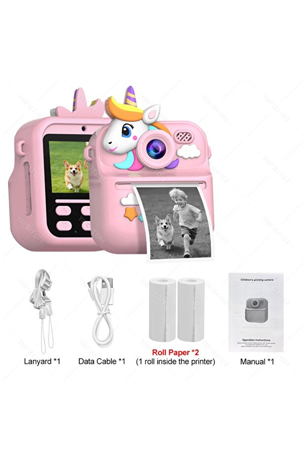 Unicorn Pink 57mm Mini Thermal Printer Children Digital Photography Print Instant Camera 1080PHD Dua