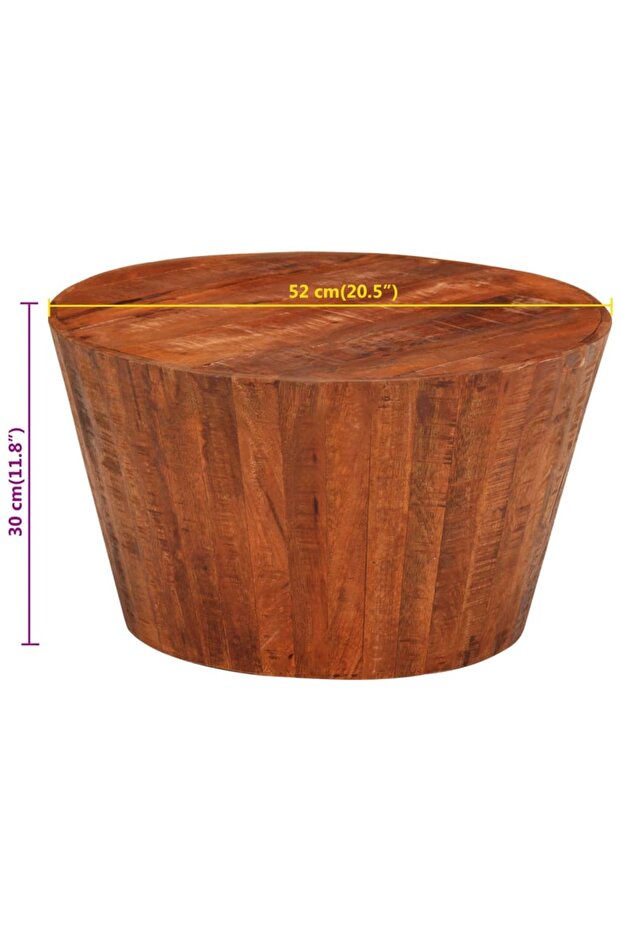 Coffee table, Ø 52x30 cm, solid raw mango wood - 6