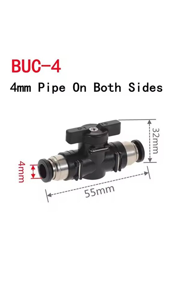 BUC-4 BUC 4mm 6mm 8mm 10mm 12mm Black Pneumatic Push In Quick Connector Hand Valve To Turn Switch M
