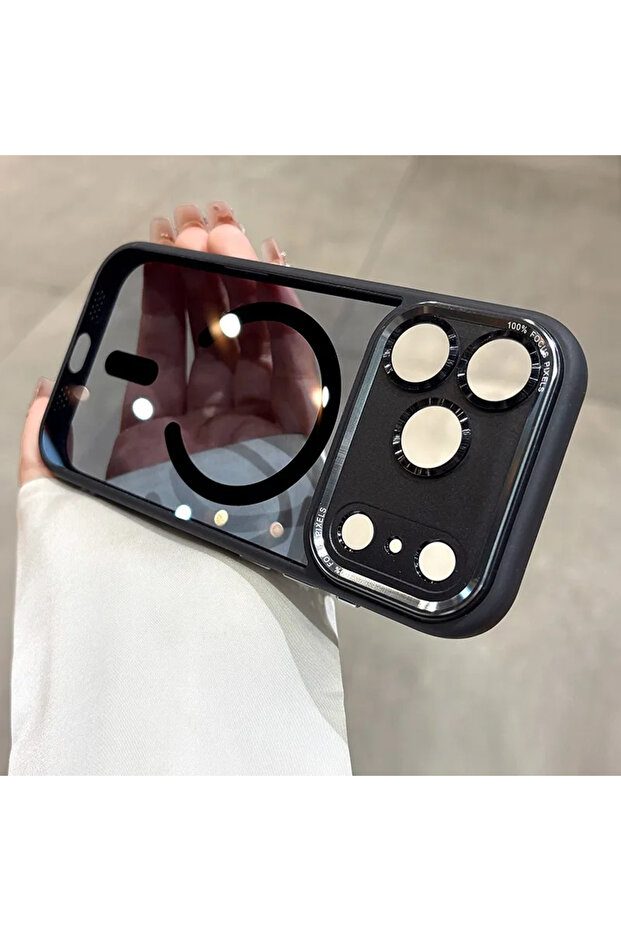 جراب شفاف فاخر أسود اللون لهاتف iPhone 17 Pro Max، متوافق مع MagSafe، متوافق مع iPhone 17 Pro Max و17 Air و16 و15 و14 و13 و1