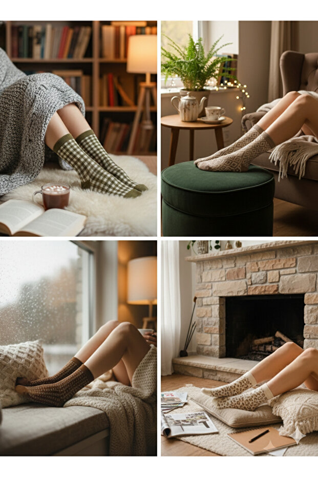 Soft Renkli 4lü Kadın Çorap - 1