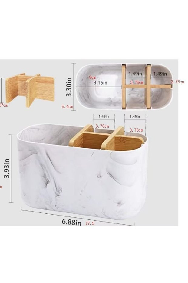Marble color Toothbrush Holder For Electric Brushes Bathroom Counter Organizer With 5 Slots Bamboo F