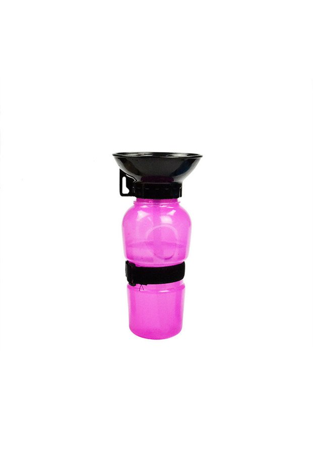Pink 500ml Outdoor Portable Pet Dog Cat Water Bottle Extrusion Large Dog Travel Water Cup Drinking W