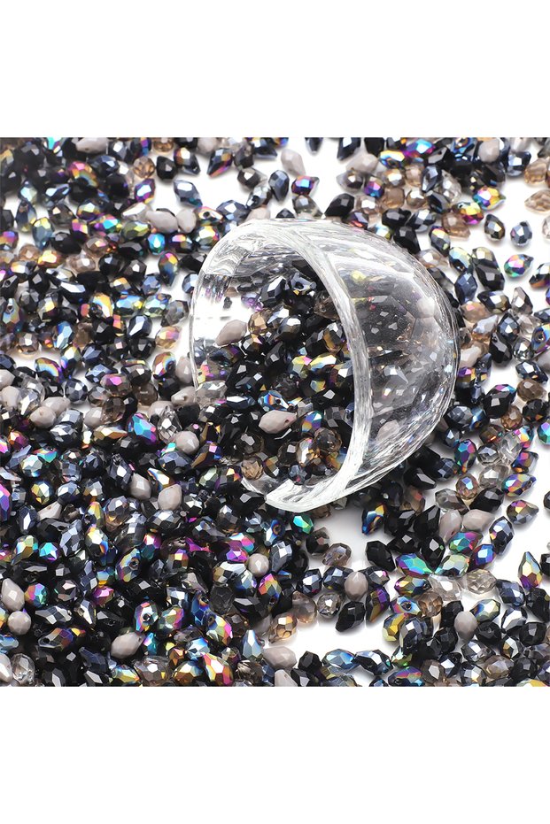 black 50 Pcs 5x8mm Mixed AB Faceted Crystal Glass Pear Shape Teardrop Beads Crafts for DIY Jewelry M