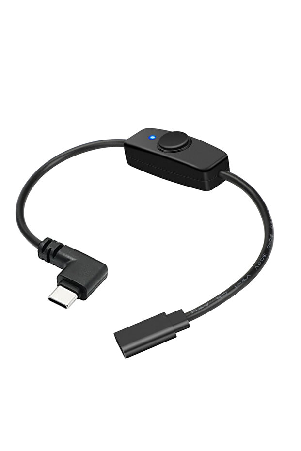 كابل تمديد USB-C بطول 35 سم (90 درجة مئوية - فهرنهايت) مع مفتاح تشغيل/إيقاف، زاوية قائمة 90 درجة