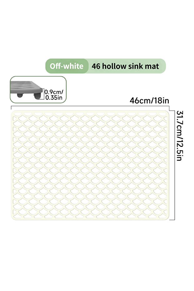 Silicone Sink Mat 46WK- Off-white 42/46CM Kitchen No holes Silicone Sink Bottom Scratch-resistant Pr