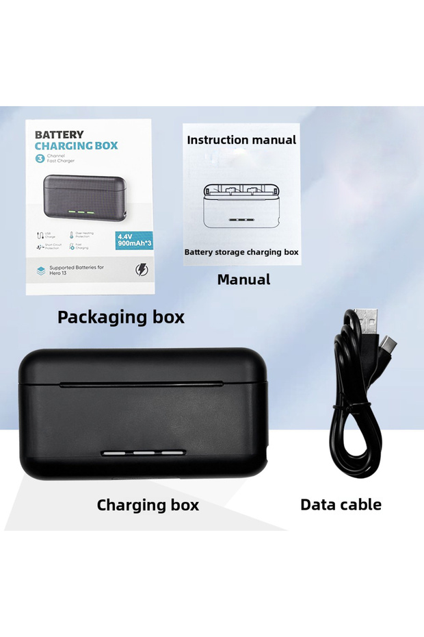 Only charger New Multifuction 3-way Battery Charger Storage Charging Box With Bateries For GoPro Her