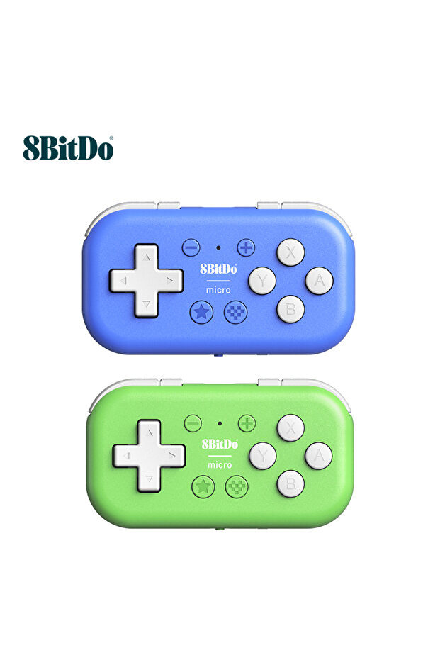 8Bitdo Blue and Green 8Bitdo Micro Bluetooth Gamepad وحدة تحكم ألعاب صغيرة الحجم بحجم الجيب لجهاز Switch، A