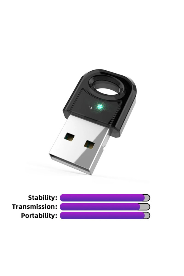 محول بلوتوث 5.0 أسود حقيقي، جهاز إرسال بلوتوث USB للكمبيوتر الشخصي والكمبيوتر المحمول وسماعات الأذن