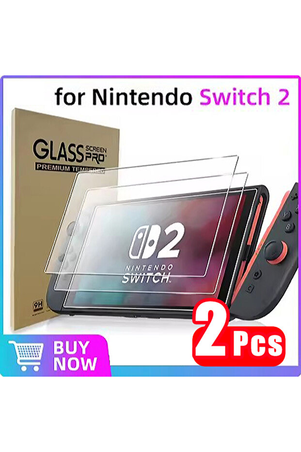 واقي شاشة زجاجي مقوى عالي الدقة لجهاز Switch2 (قطعتان) - 1