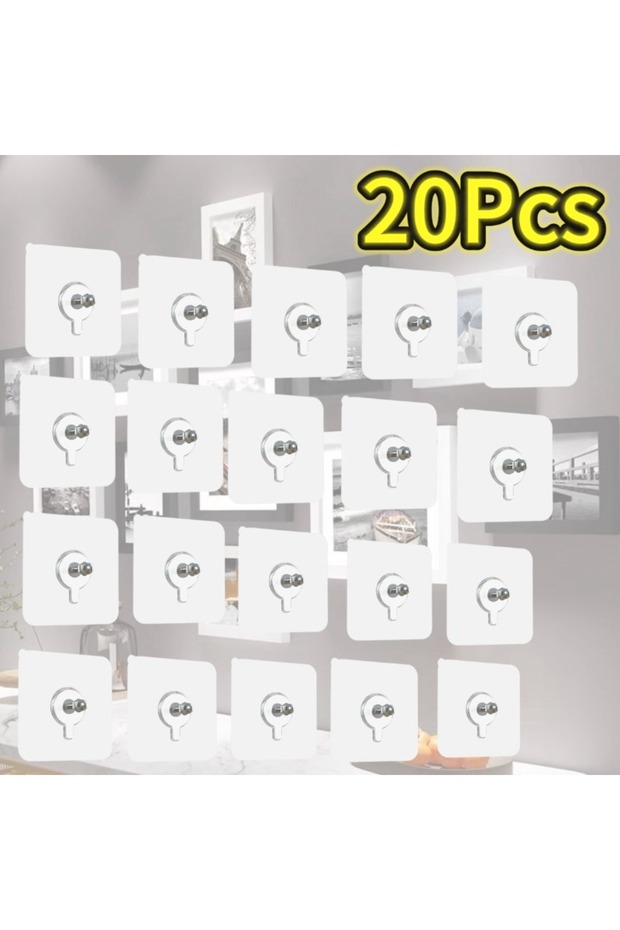 6x6cm 20pcs 2-40pcs Self-adhesive Hooks Strong Adhesive Seamless Sticky Wall Hook Nail Mounting Rack