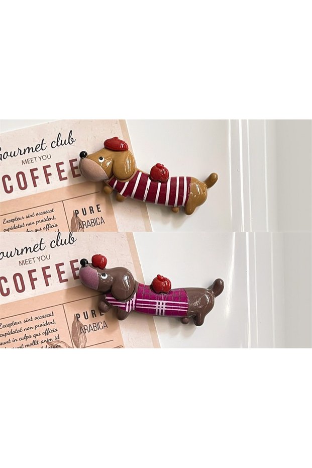 set 2pcs Dachshund Puppy Cartoon Refrigerator Sticker New Fun Animal Cute 3d Magnet Resin Magnetic R