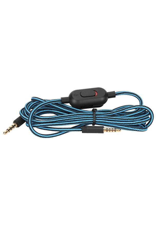 Blue Gaming Headset Cable Woven Earphone Cord with Volume Control and Mute Switch for Logitech G Pro