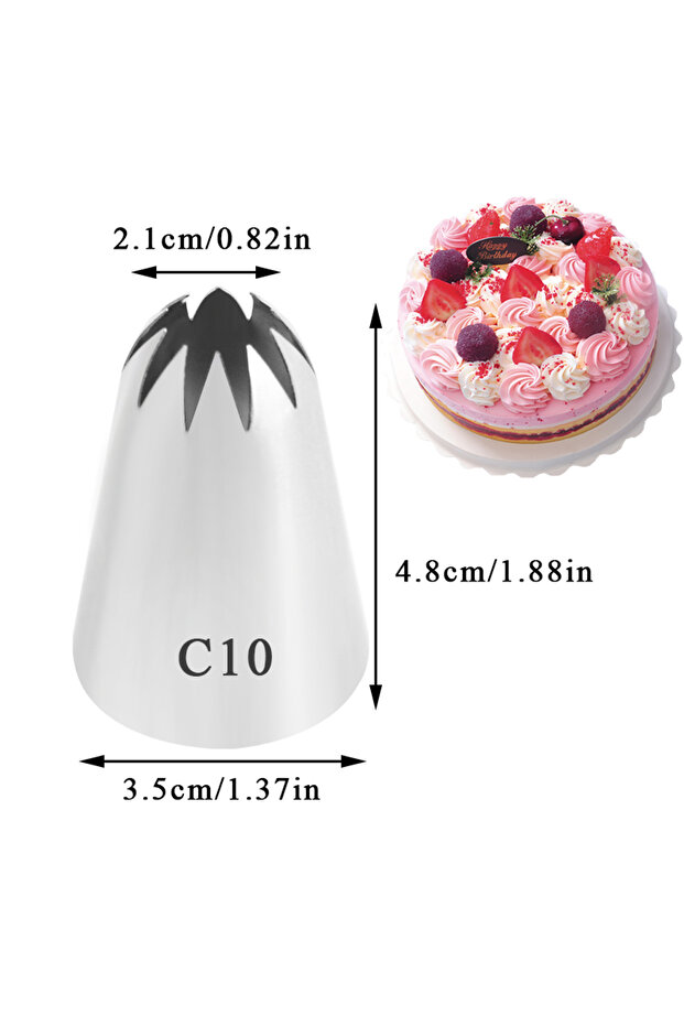 C10 1/3pcs C10 C9 C8 Large Stainless Steel Pastry Nozzles Icing Piping Tips Cream Rose Cake Decorati