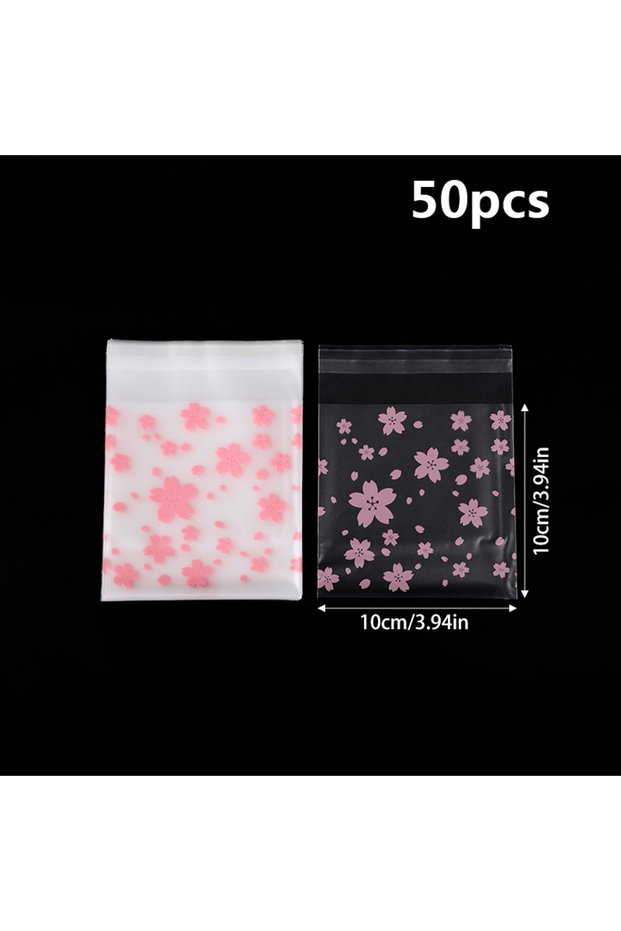 50pcs 10cm x 10cm 50pcs Cherry Blossom Plastic Packing Bags Flower Self-Adhesive Bag OPP Pouches For