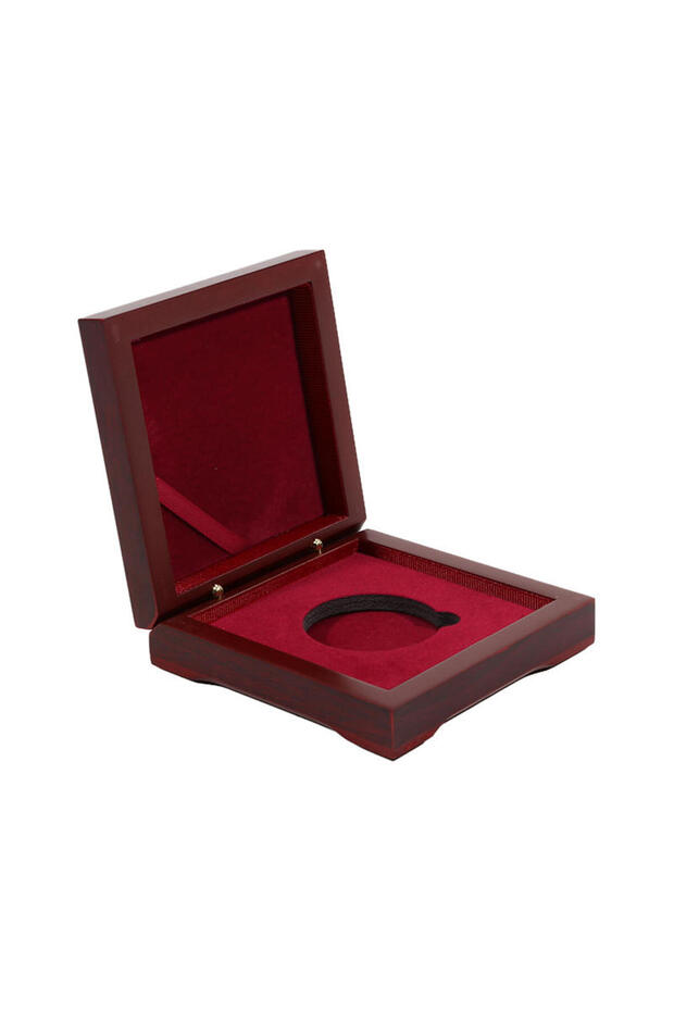 Red Wooden Coin Storage Box Display Case Commemorative Coin Protection Box Coin Holder For Commemora