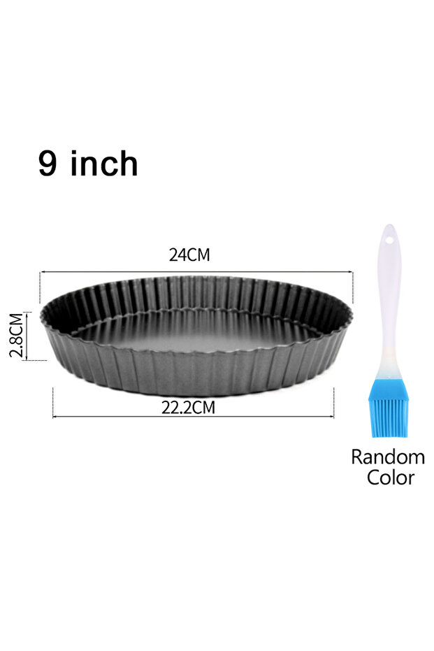 9inch with oil brush 4/6/8/9Inch Pie Baking Mold Bottom Removable Fluted Ntick Bakeware Oilbrush Mes