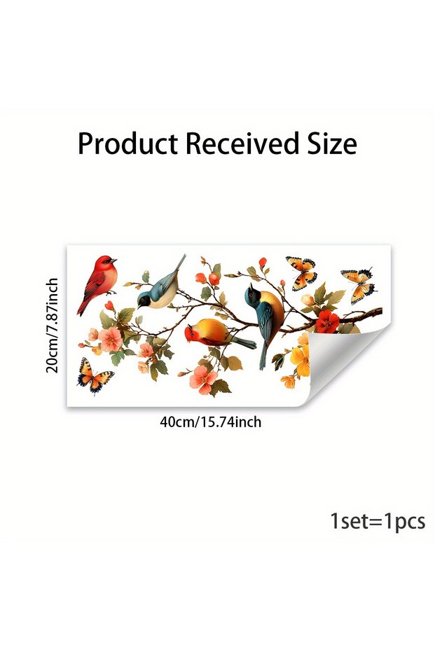 1pc Tree Branch Bird Butterfly Stickers Window Cling Butterfly Decal Glass Door Decoration Home Frid