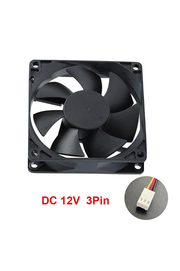 مروحة يحافظ على البرودة سوداء بدون إضاءة RGB، 8025 LDPCSJ، 8025، 3 دبابيس، 8 سم، لحافظة الكمبيوتر، تعمل بتيار مستمر 12 فولت، موصل Molex رباعي الدبابيس، كاتمة للصوت، 8025 مع