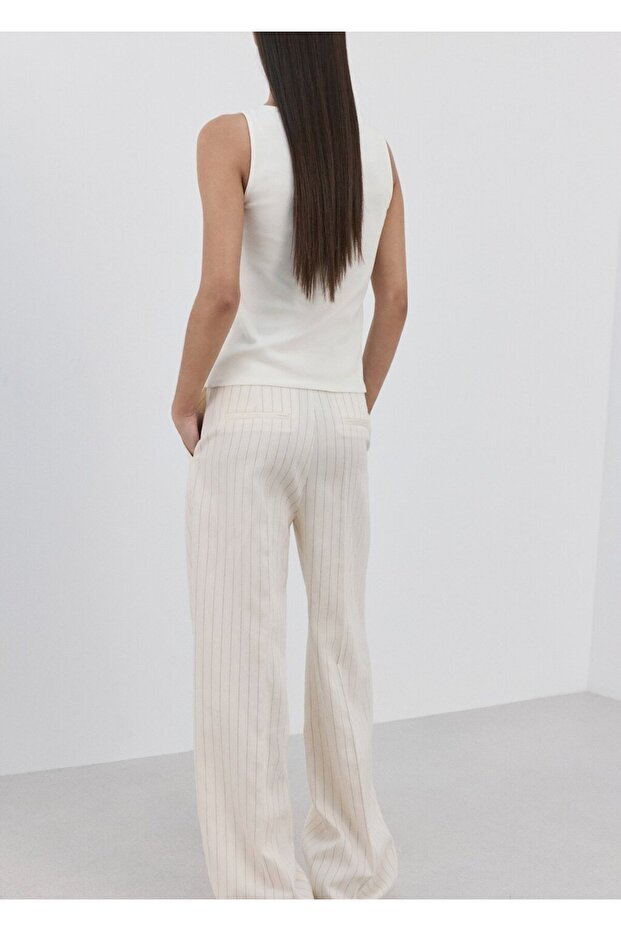 Pamuklu dar kesim bluz - 4