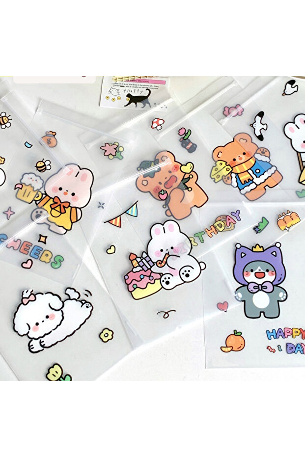 11x17cm Other 20pcs Random Mixed Cartoon Cute Animal Snack Bags PE Fresh-Keeping Dustproof Reusable