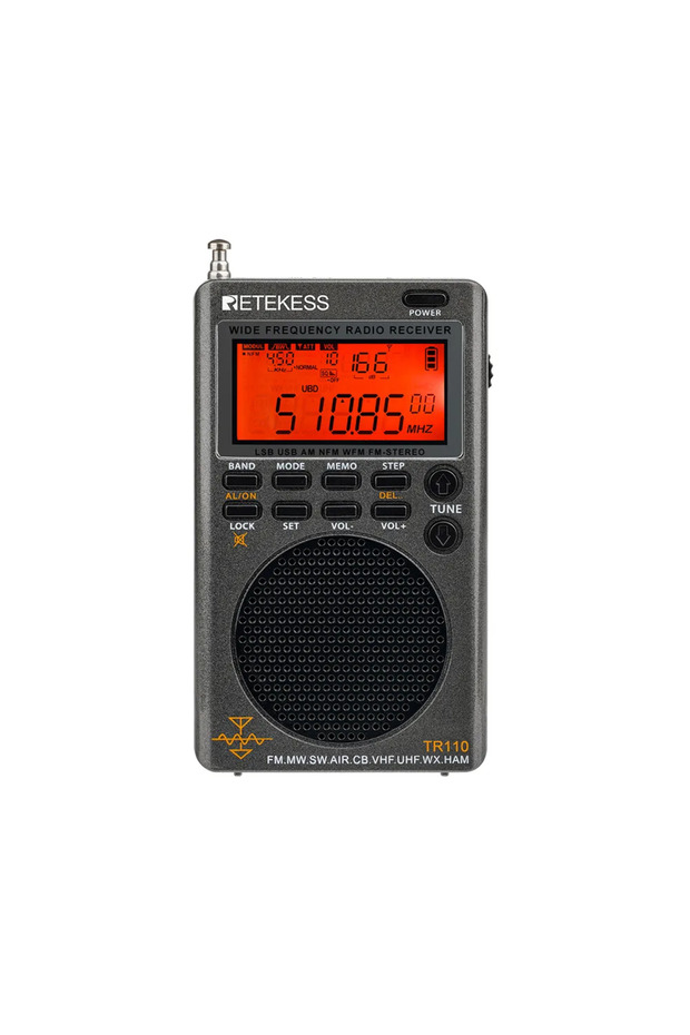 TR110 Retekess TR110 Portable SSB Shortwave Radio FM MW SW LSB AIR CB VHF UHF Full Band NOAA Alert D
