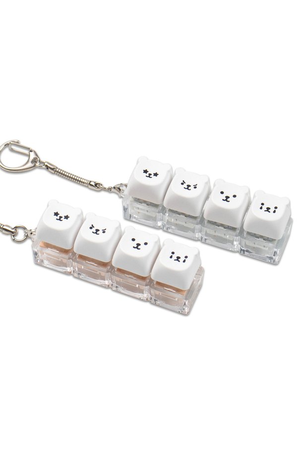 2pcs(no light) 4 Keys Keyboard Fidget Toys Keyboard Clicker Keychain Fidget Sensory Fun Toys for Anx
