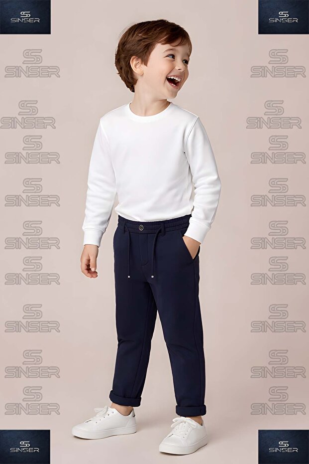 Men's Trousers with Elastic Waist Lycra and Folded Cuffs Jgr Style
