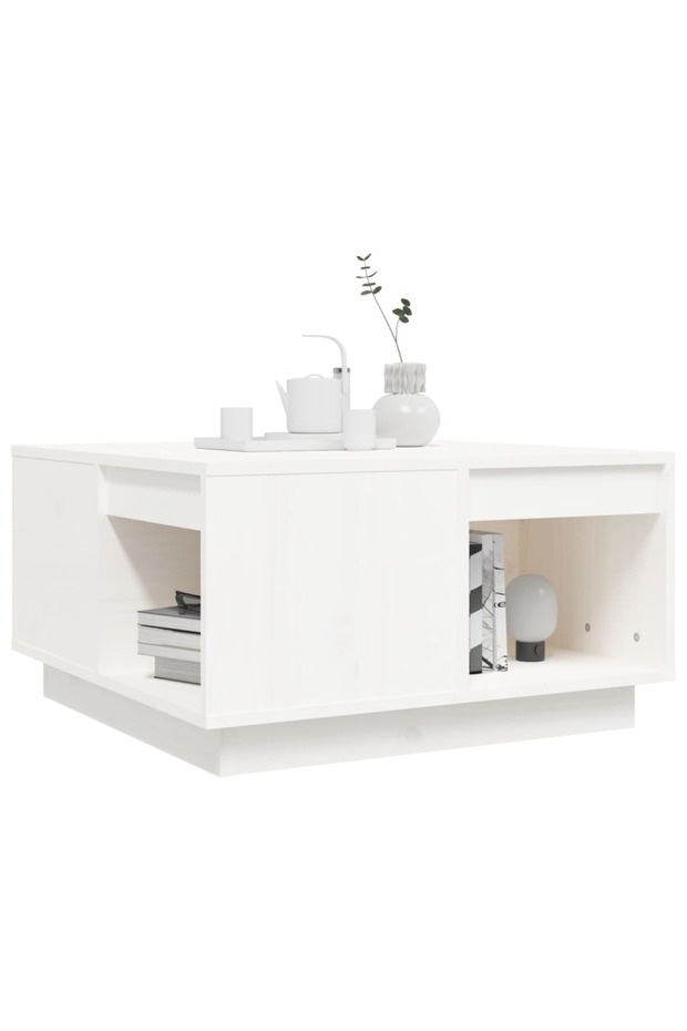 Coffee table, white, 60x61x32.5 cm, solid pine wood - 4